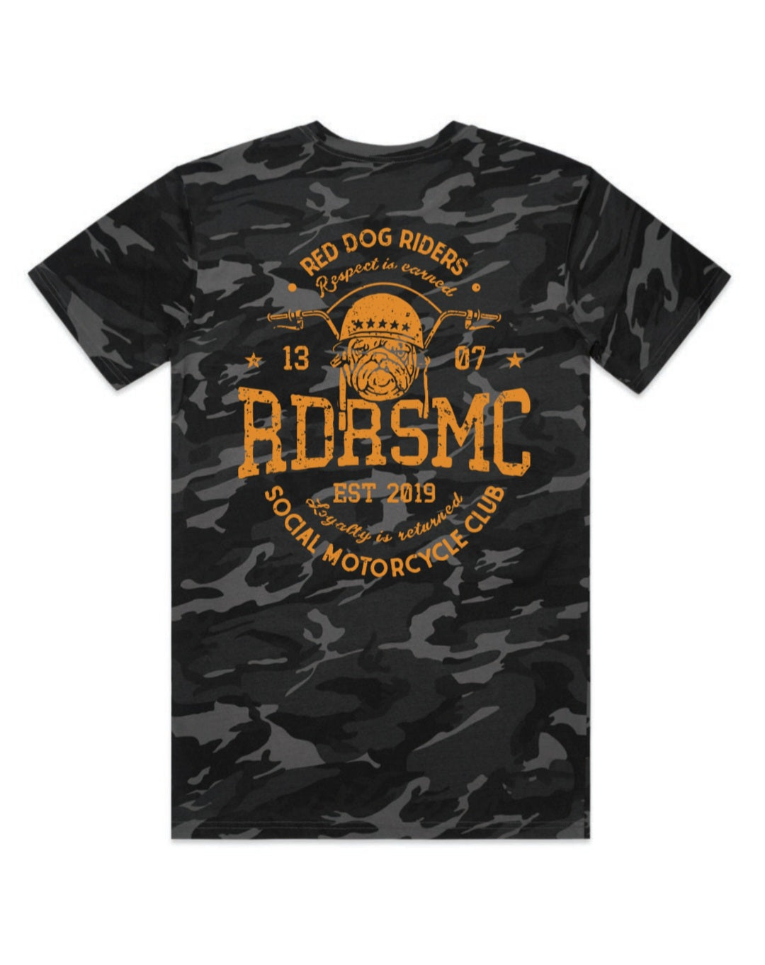 Red Dog Riders black camo handle bar tee
