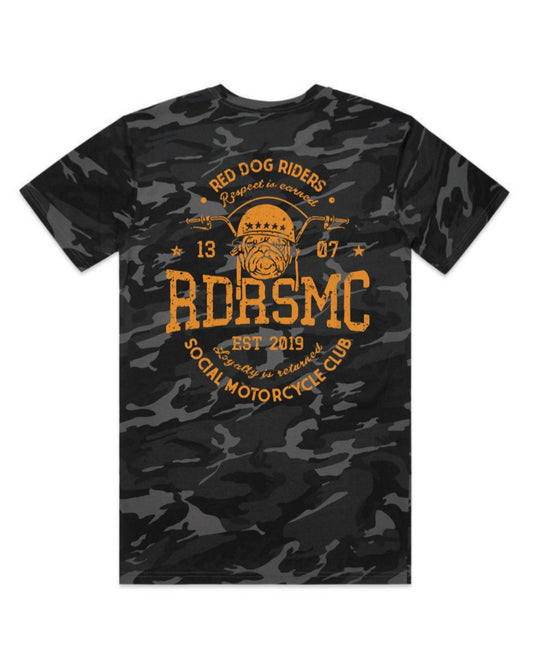Red Dog Riders black camo handle bar tee